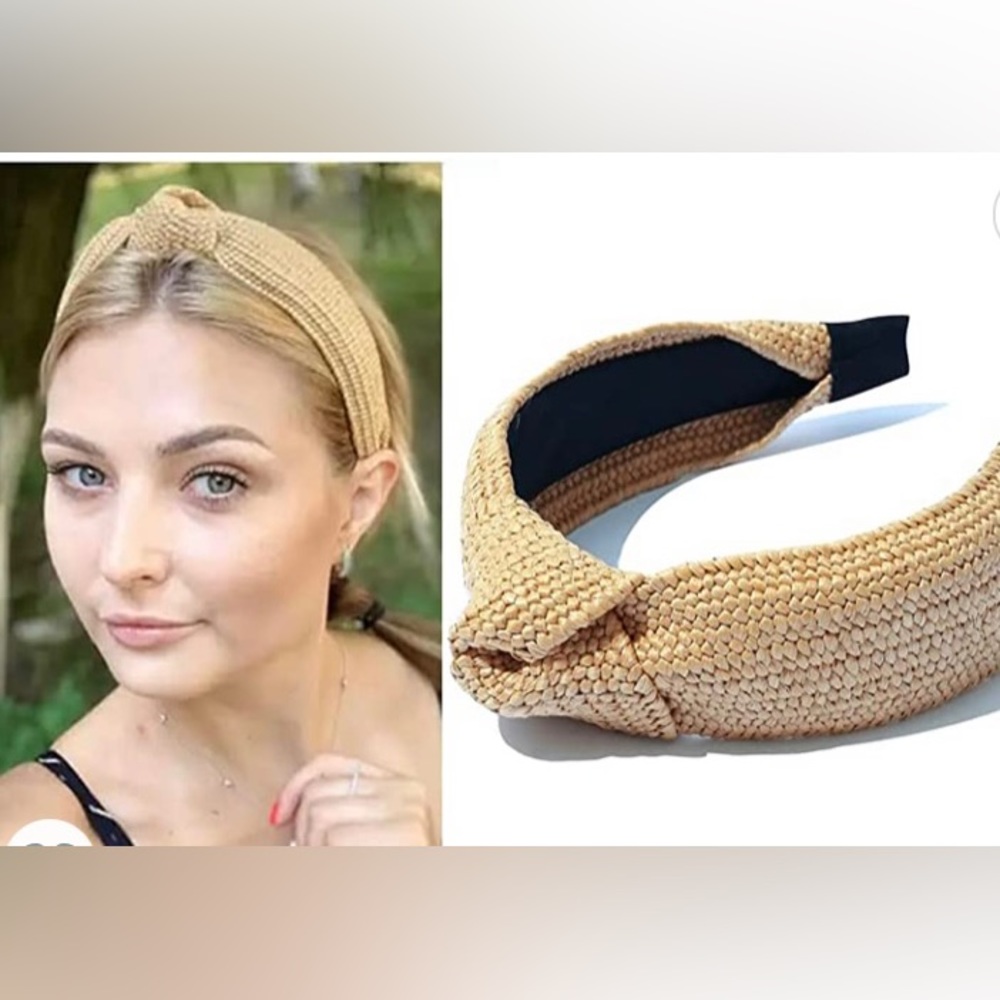 Straw twist knot headband, new